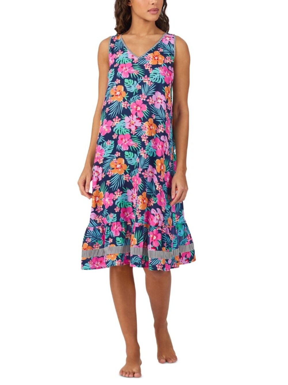 #1988 Cuddl Duds Women's Sleeveless Floral MIDI Nightgown - Floral